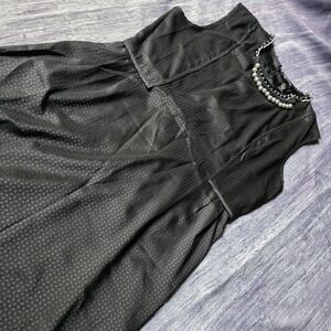 Esley Black Textured Chain Pearl Embellished Sleeveless Sheath‎ Dress Size L